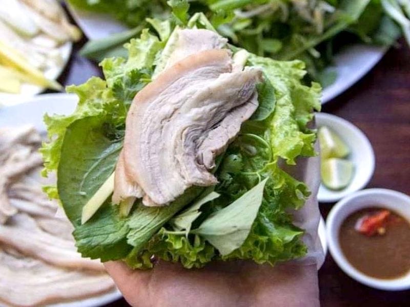 bánh tráng cuốn thịt heo